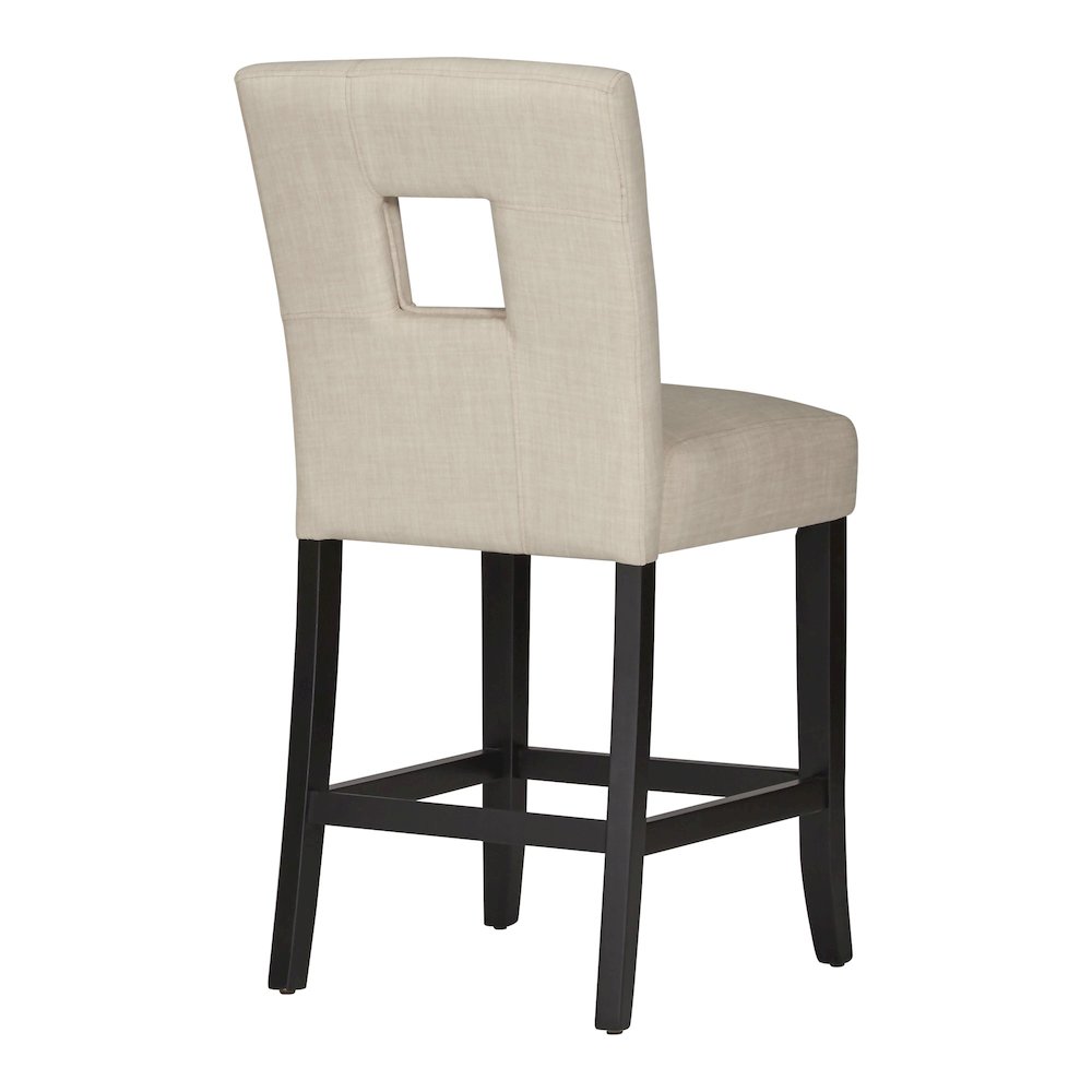 Set of 2, Black Finish Beige Linen Keyhole Counter Height Chair. Picture 5