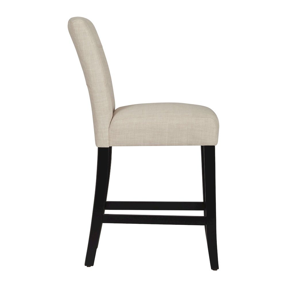 Set of 2, Black Finish Beige Linen Keyhole Counter Height Chair. Picture 6