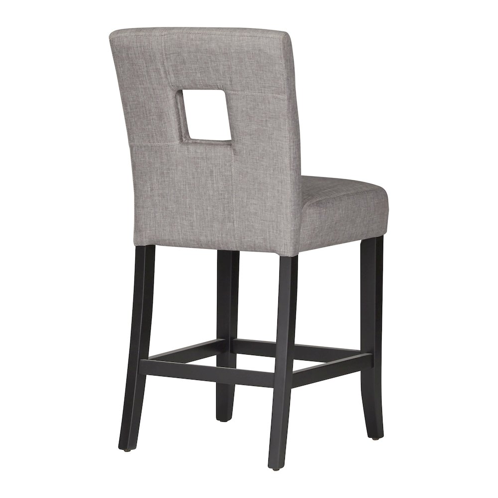 Set of 2, Black Finish Grey Linen Keyhole Counter Height Chair. Picture 5