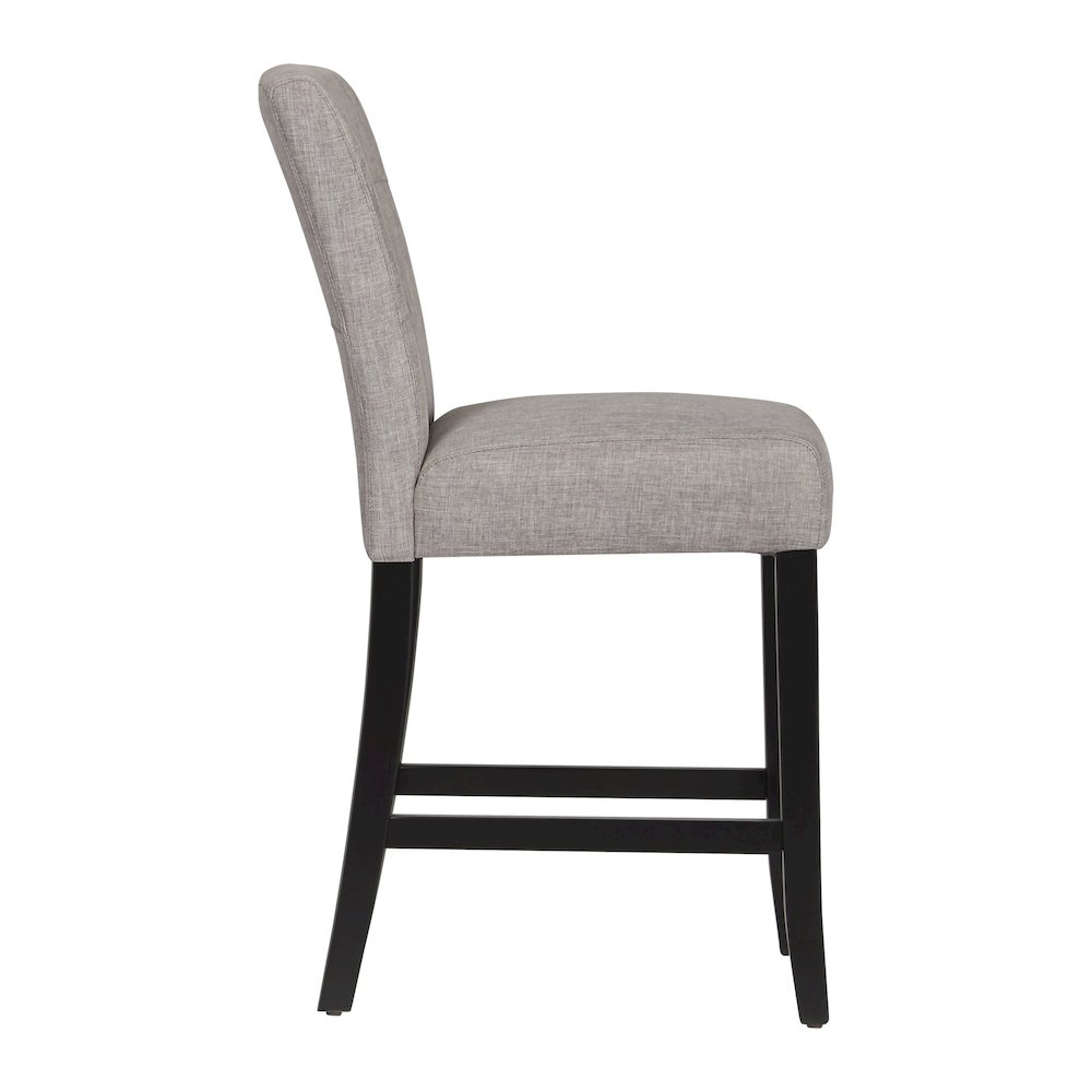 Set of 2, Black Finish Grey Linen Keyhole Counter Height Chair. Picture 6