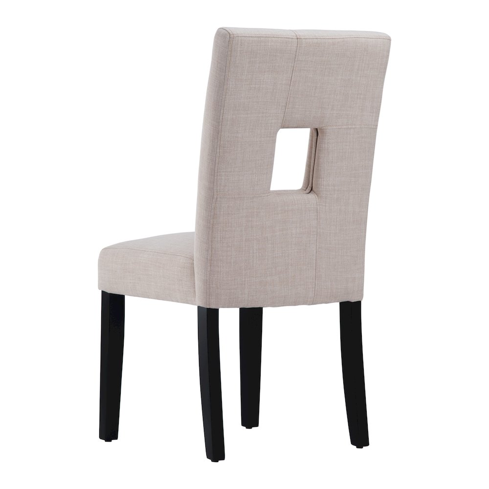 Set of 2, Black Finish Beige Linen Keyhole Side Chair. Picture 6