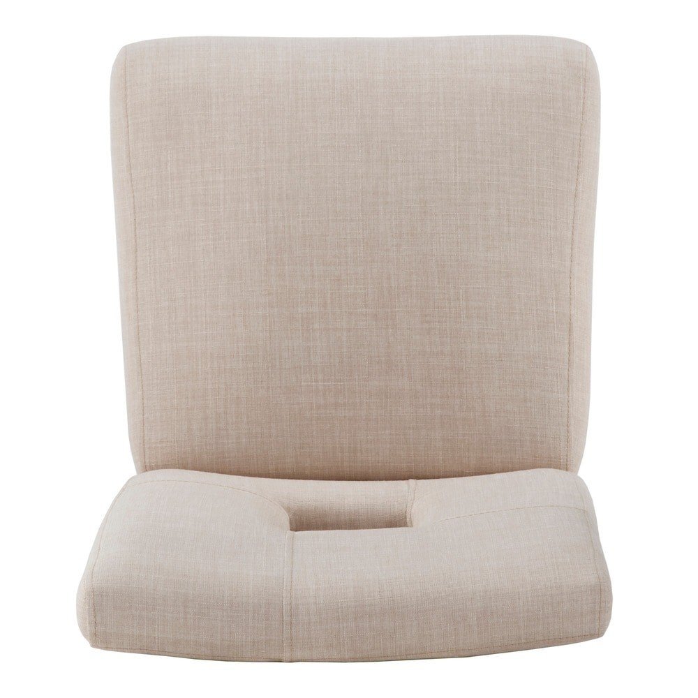 Set of 2, Black Finish Beige Linen Keyhole Side Chair. Picture 5