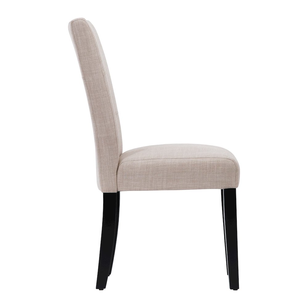 Set of 2, Black Finish Beige Linen Keyhole Side Chair. Picture 7