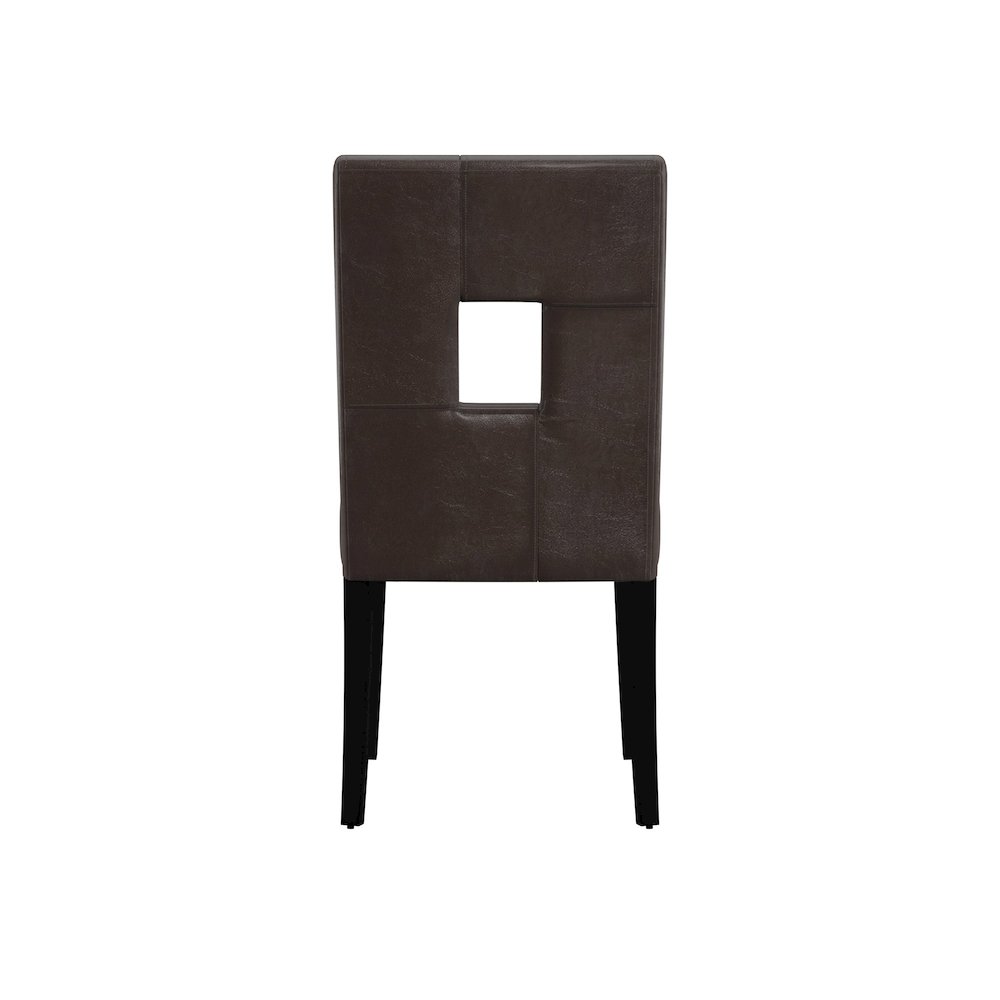 Set of 2, Black Finish Brown Vinyl Keyhole Side Chair. Picture 6