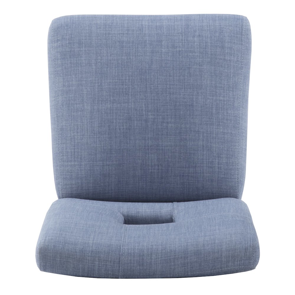 Set of 2, Black Finish Blue Linen Keyhole Side Chair. Picture 5