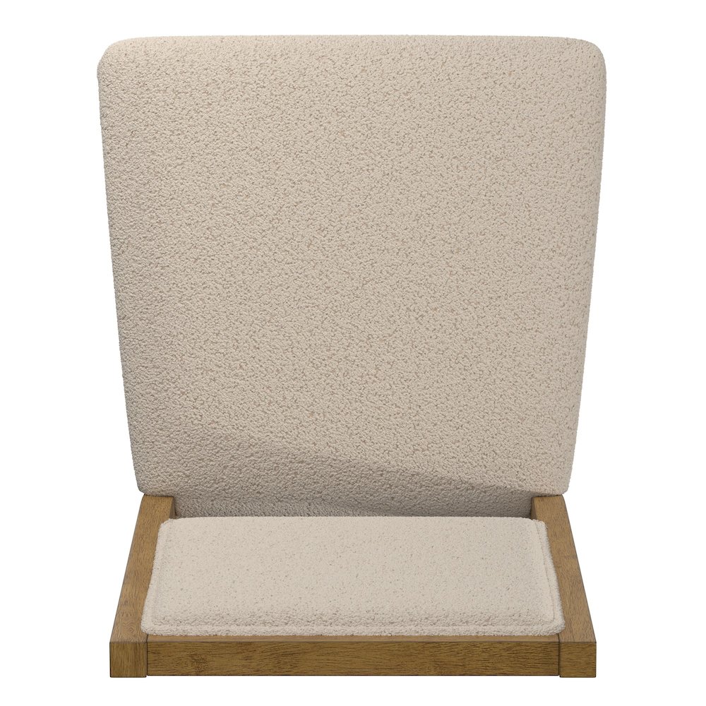 Set of 2, Oak Wash Finish Cream Boucle Dining Chair. Picture 4
