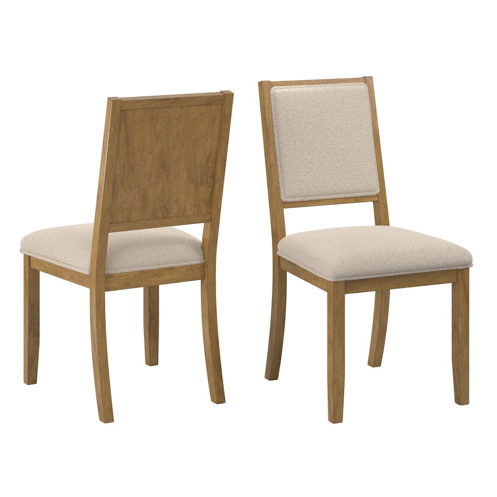 Set of 2, Oak Wash Finish Cream Boucle Dining Chair. Picture 6