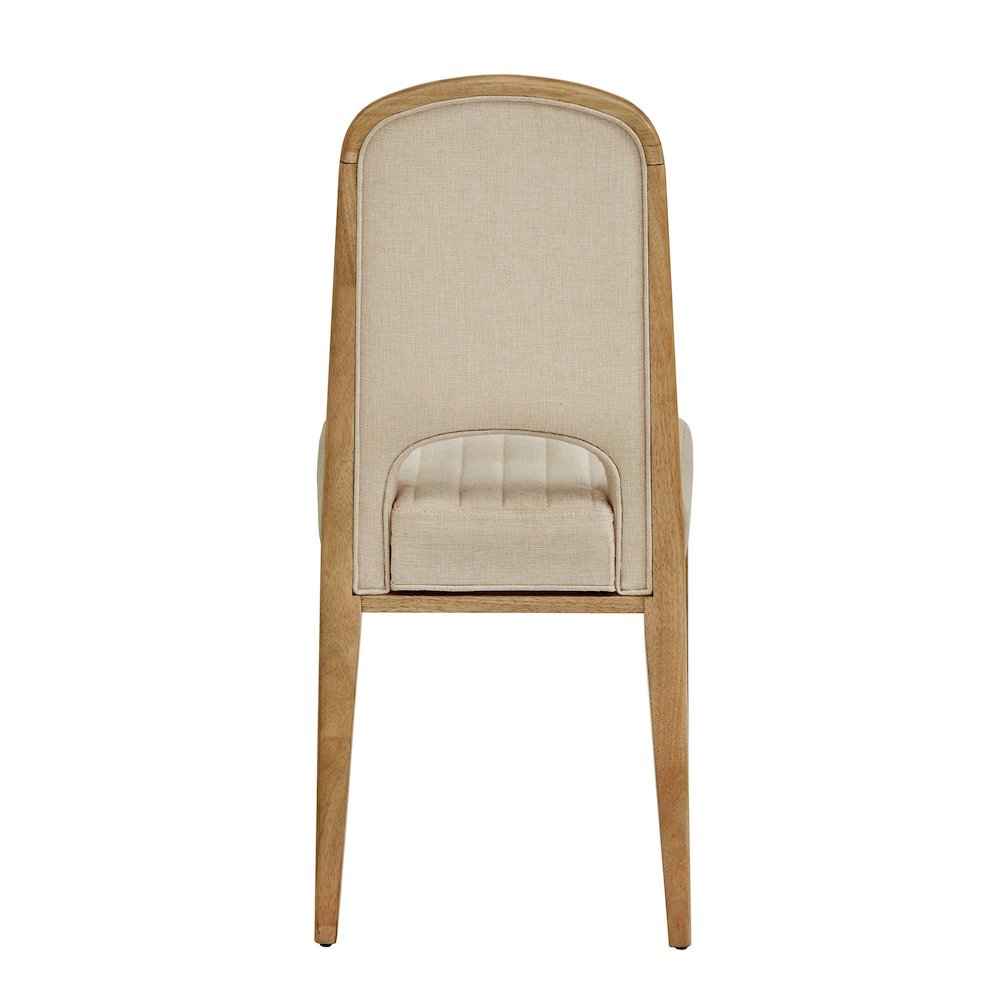 Set of 2, Oak Wash Finish Cream Fabric Channel Stitching Dining Chair. Picture 5
