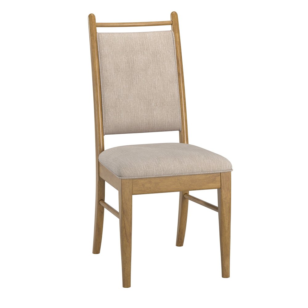 Set of 2, Oak Wash Finish Beige Fabric Side Chair. Picture 4