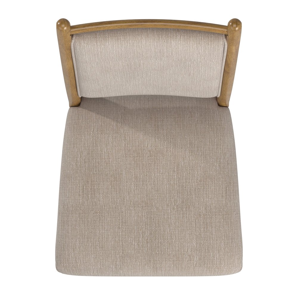 Set of 2, Oak Wash Finish Beige Fabric Side Chair. Picture 5