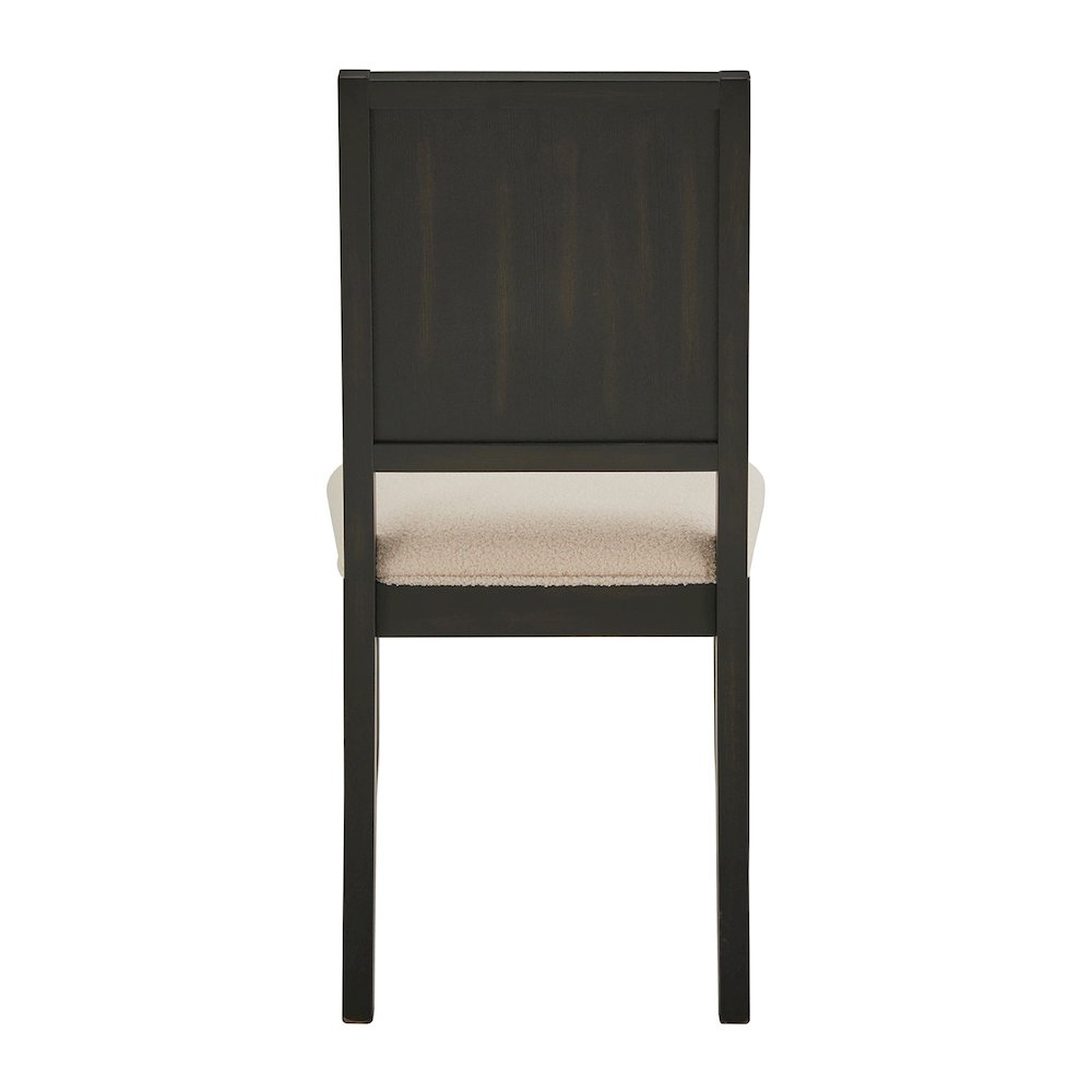 Set of 2, Black Oak Finish Cream Boucle Dining Chair. Picture 5
