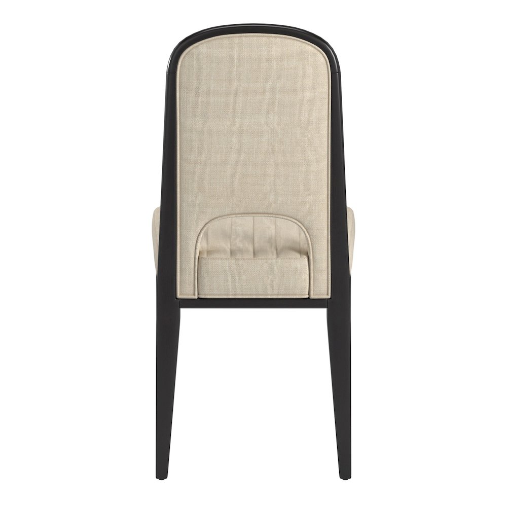 Set of 2, Black Oak Finish Cream Fabric Channel Stitching Dining Chair. Picture 5