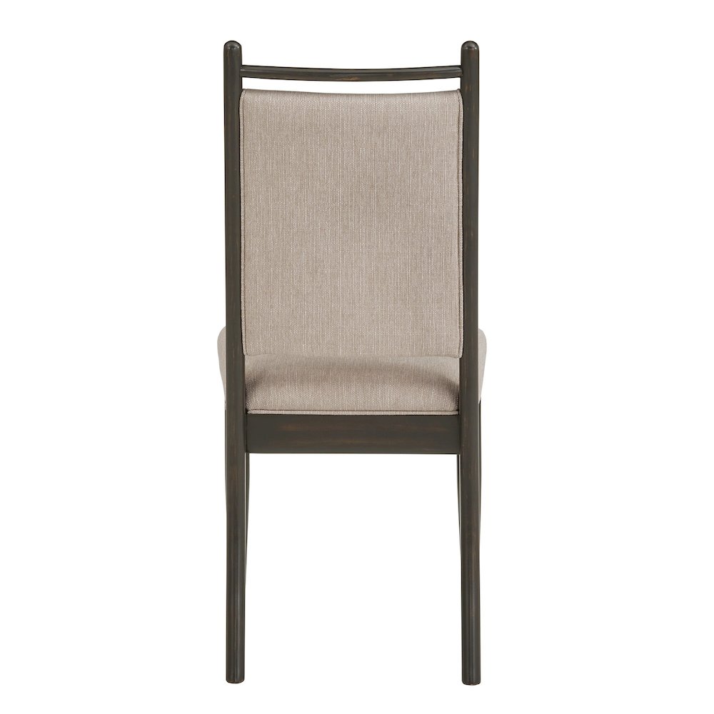 Set of 2, Black Oak Finish Beige Fabric Side Chair. Picture 6