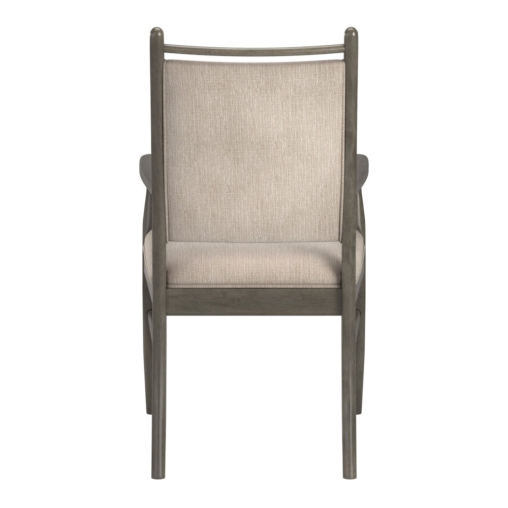 Set of 2, Grey Finish Beige Fabric Arm Chair. Picture 6