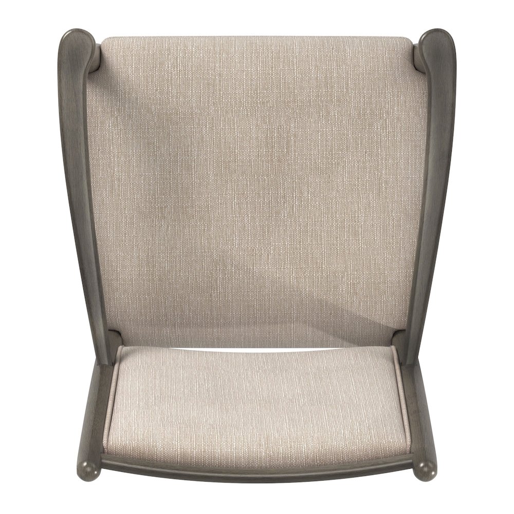 Set of 2, Grey Finish Beige Fabric Arm Chair. Picture 5