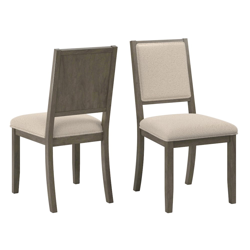 Set of 2, Grey Finish Cream Boucle Dining Chair. Picture 6