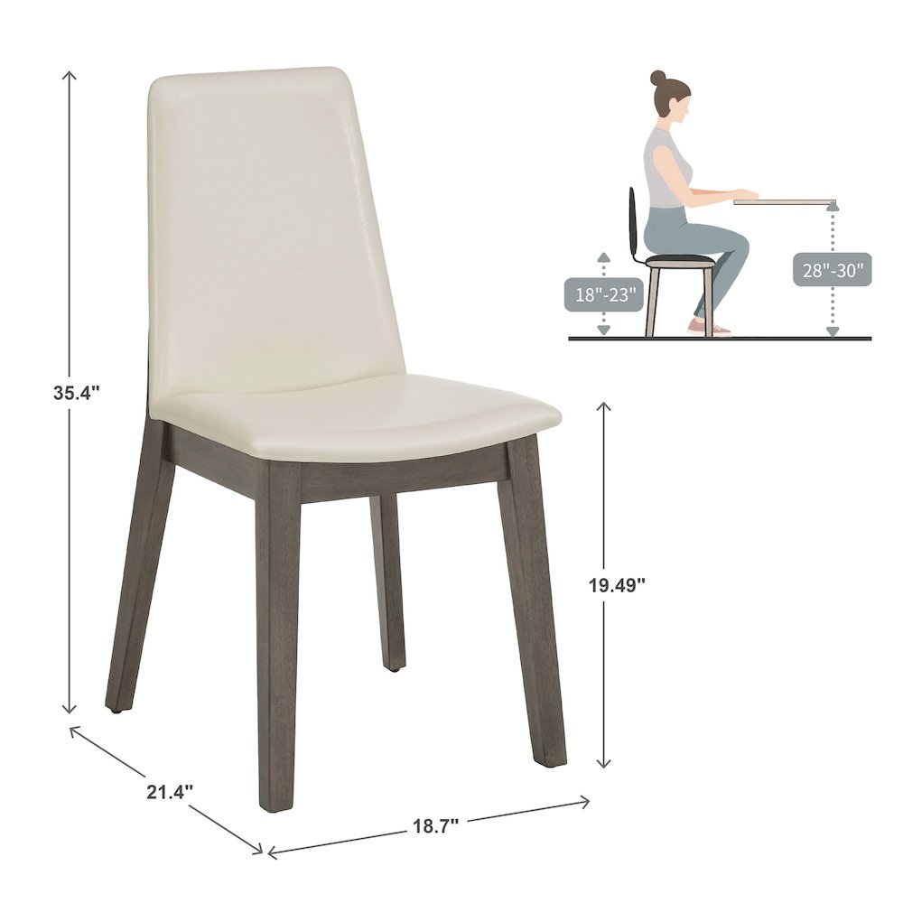 Set of 2, Grey Finish White Pvc Dining Chair. Picture 3