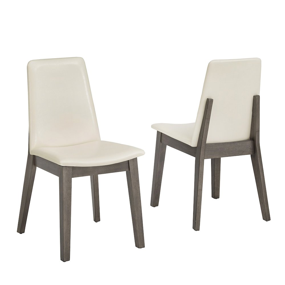 Set of 2, Grey Finish White Pvc Dining Chair. Picture 6