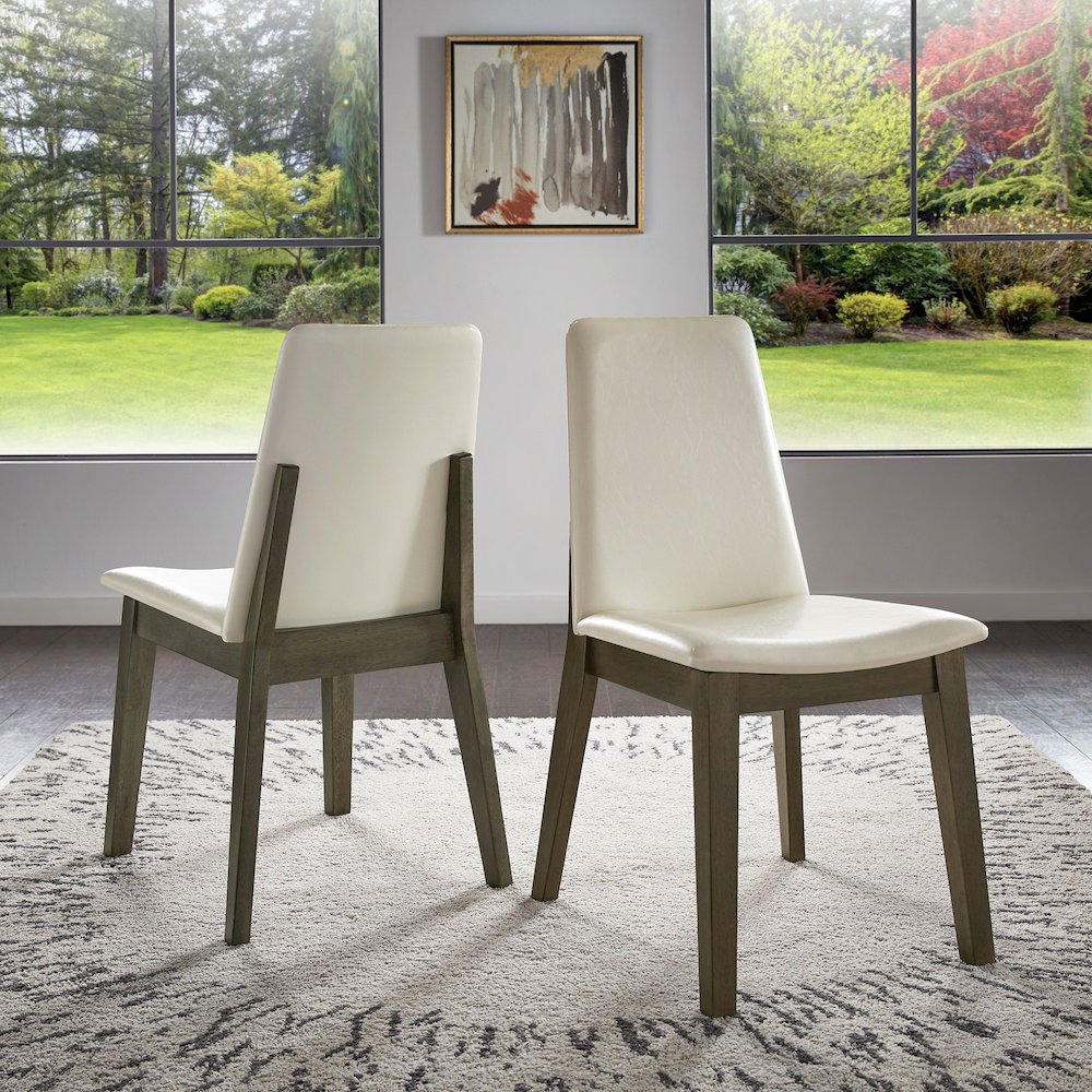 Set of 2, Grey Finish White Pvc Dining Chair. Picture 1
