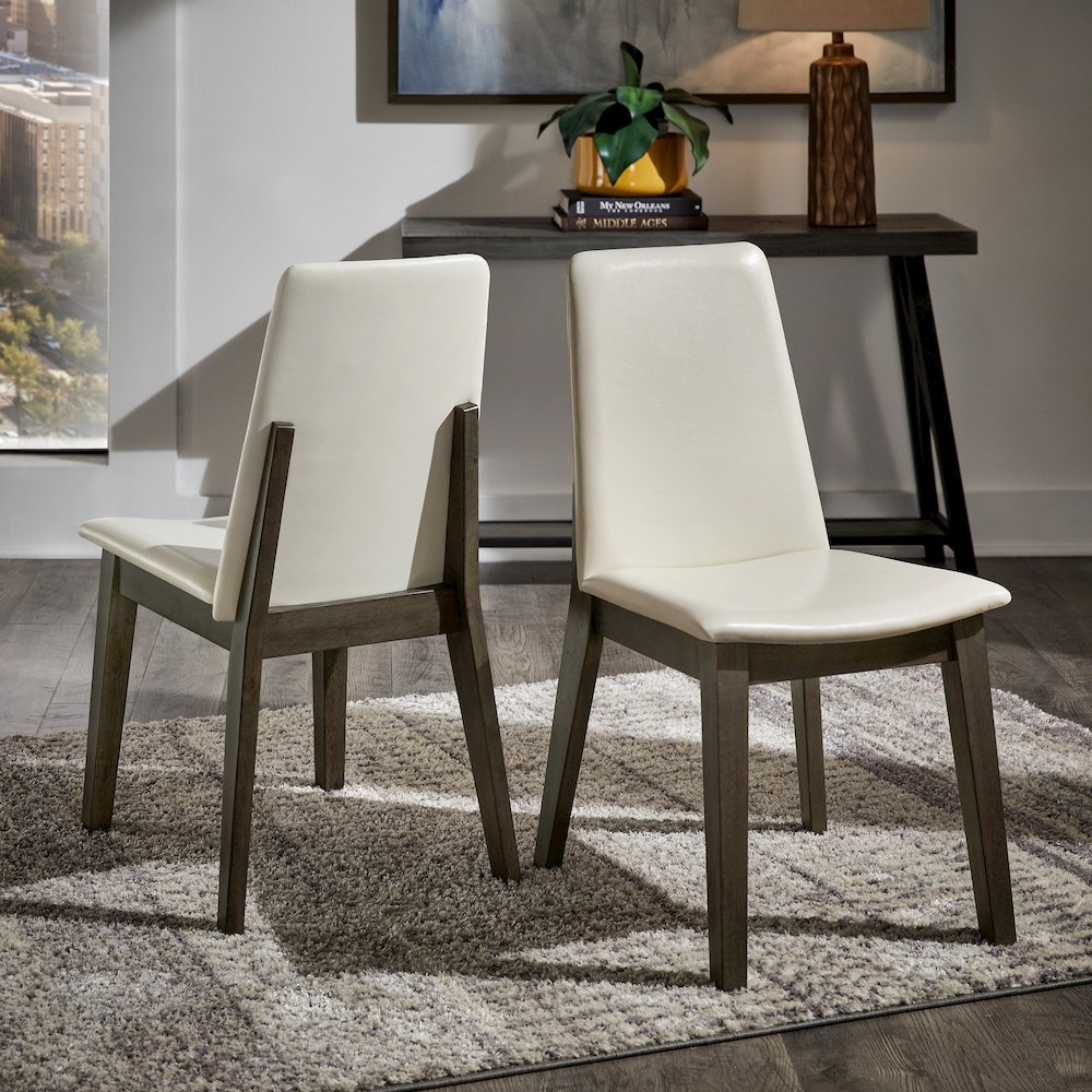 Set of 2, Grey Finish White Pvc Dining Chair. Picture 2