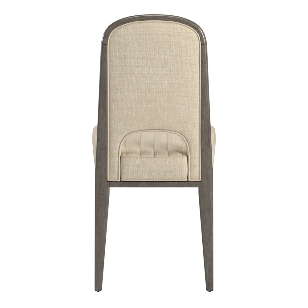 Set of 2, Grey Finish Cream Fabric Channel Stitching Dining Chair. Picture 6