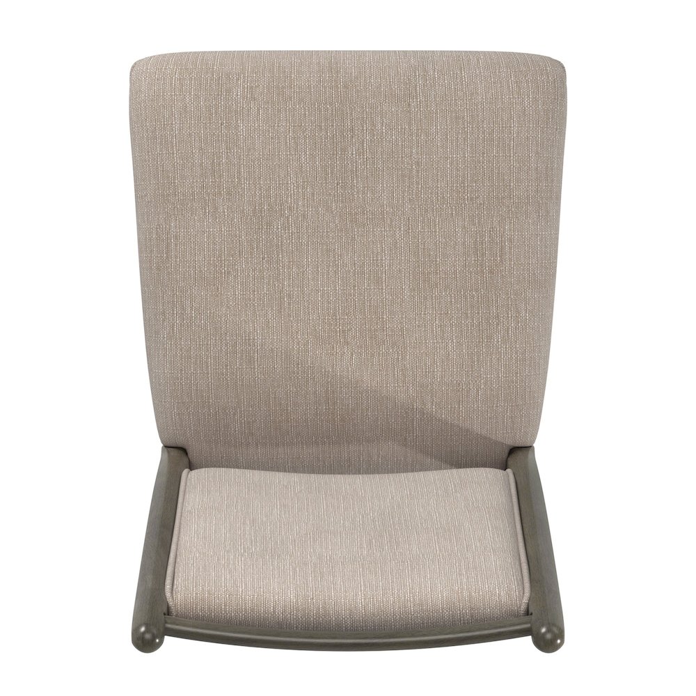 Set of 2, Grey Finish Beige Fabric Side Chair. Picture 4