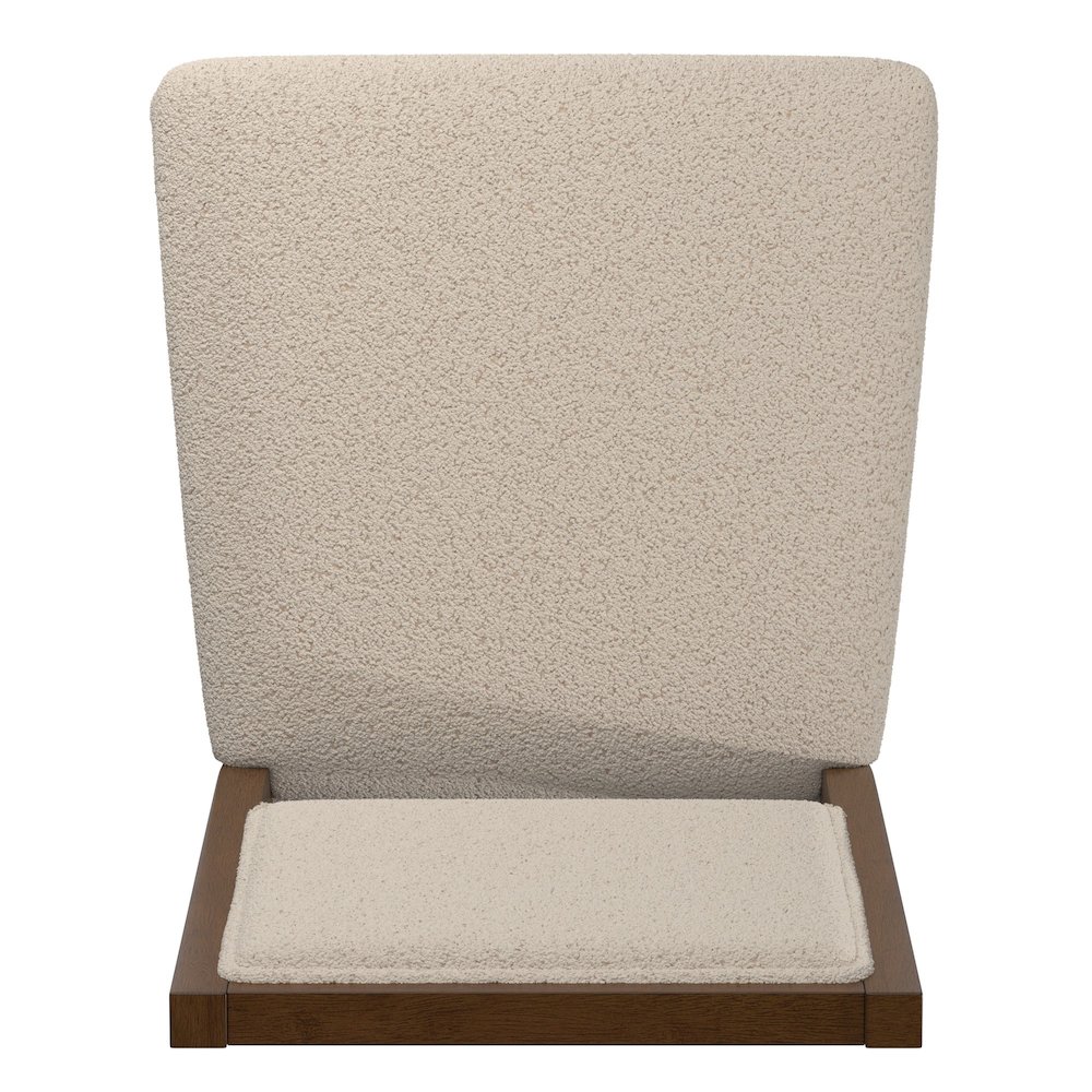 Set of 2, Walnut Finish Cream Boucle Dining Chair. Picture 4