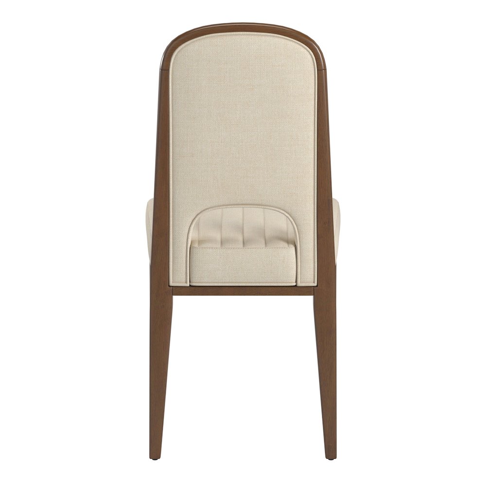 Set of 2, Walnut Finish Cream Fabric Channel Stitching Dining Chair. Picture 6