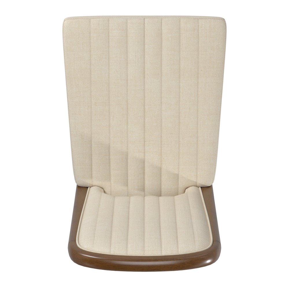 Set of 2, Walnut Finish Cream Fabric Channel Stitching Dining Chair. Picture 5