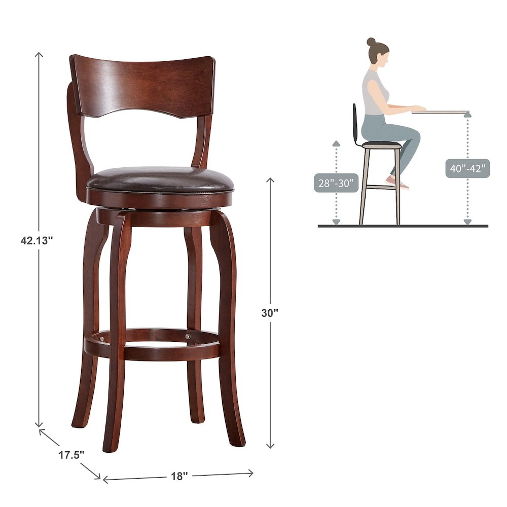 Brown PU Swivel Bar Height Chair. Picture 2