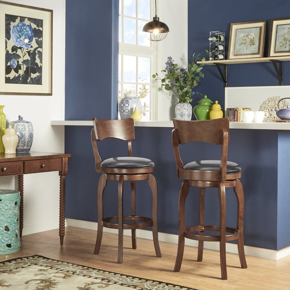 Brown PU Swivel Bar Height Chair. Picture 1