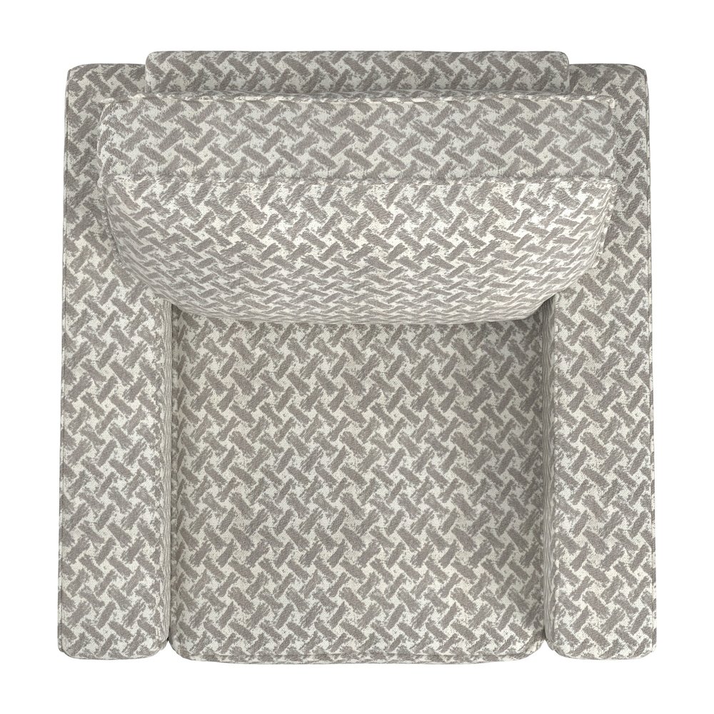 Espresso Finish White & Grey Herringbone Pattern Fabric Chair. Picture 5