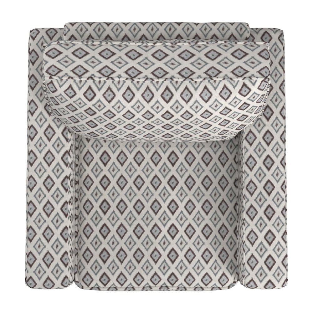 Espresso Finish Brown & Blue Diamond Pattern Fabric Chair. Picture 5