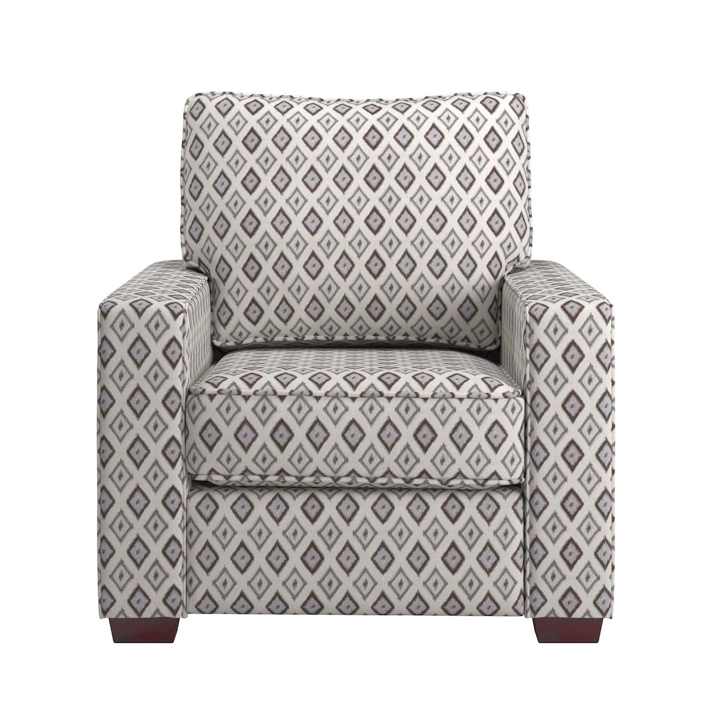Espresso Finish Brown & Blue Diamond Pattern Fabric Chair. Picture 1