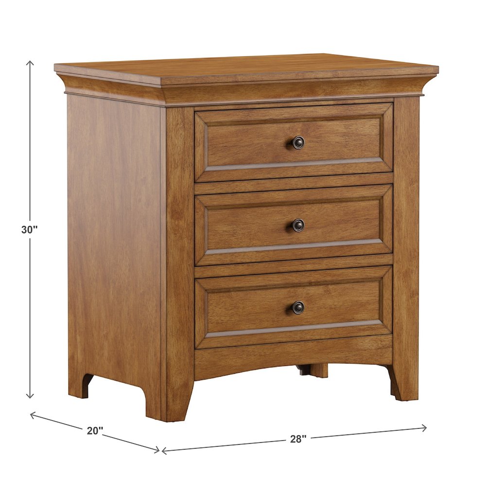 Oak Finish 3-Drawer Nightstand With 2 Sets Modular Storage Panels. Picture 3