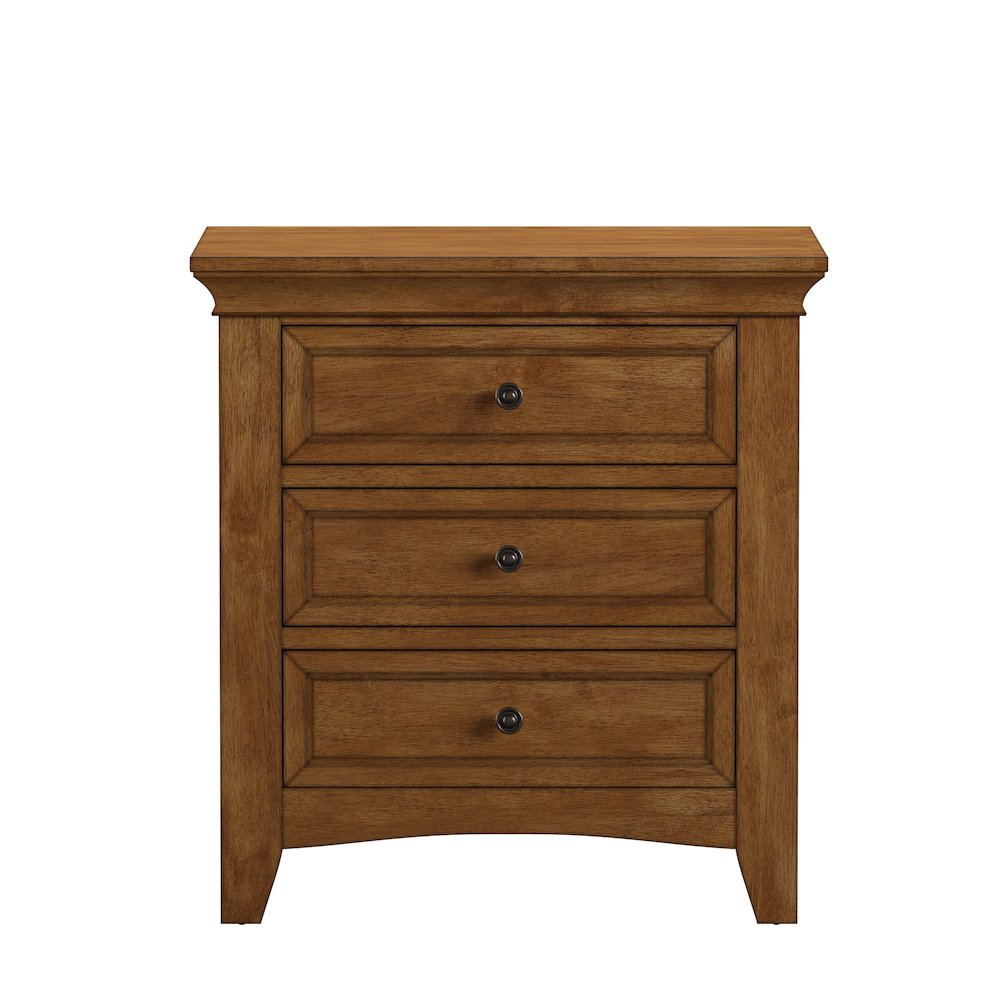 Oak Finish 3-Drawer Nightstand With 2 Sets Modular Storage Panels. Picture 4