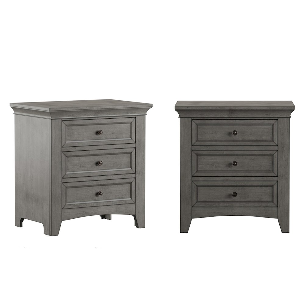Antique Grey Finish 3-Drawer Nightstand With 2 Sets Modular Storage Panels. Picture 2