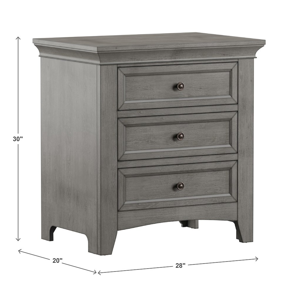 Antique Grey Finish 3-Drawer Nightstand With 2 Sets Modular Storage Panels. Picture 3