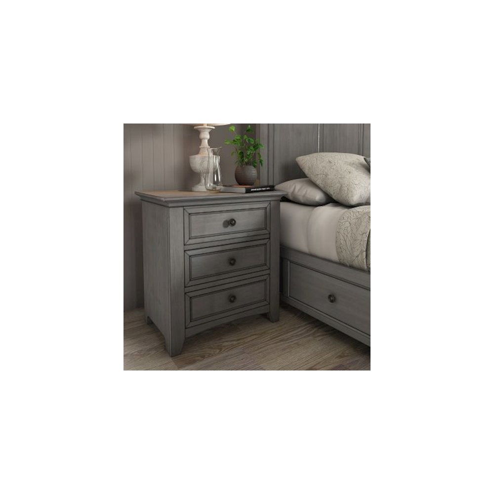 Antique Grey Finish 3-Drawer Nightstand With 2 Sets Modular Storage Panels. Picture 1