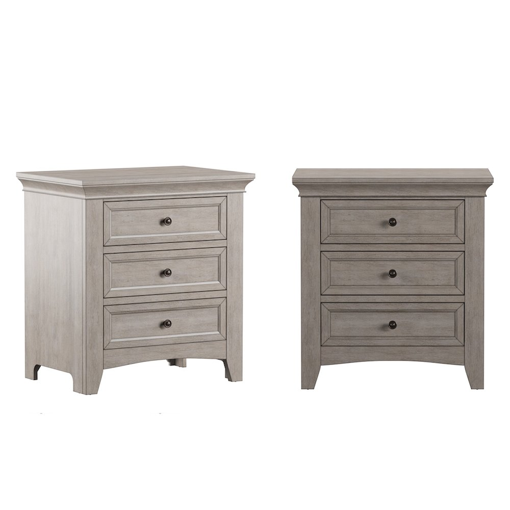 Antique White Finish 3-Drawer Nightstand With 2 Sets Modular Storage Panels. Picture 2