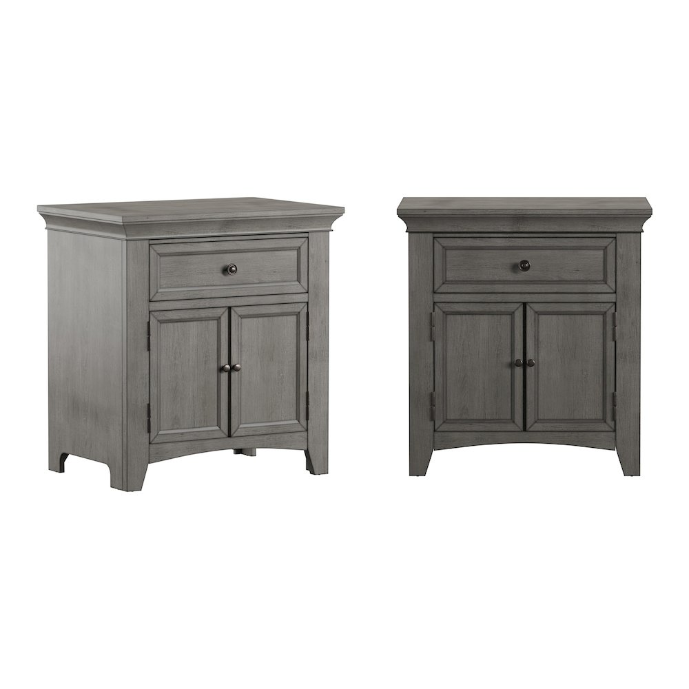Antique Grey Finish 1-Drawer Cupboard Nightstand. Picture 2