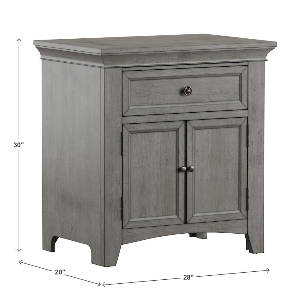 Antique Grey Finish 1-Drawer Cupboard Nightstand. Picture 3