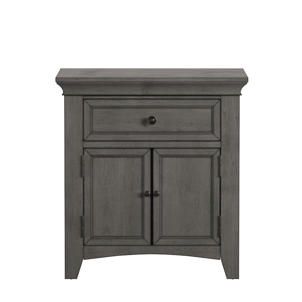 Antique Grey Finish 1-Drawer Cupboard Nightstand. Picture 4