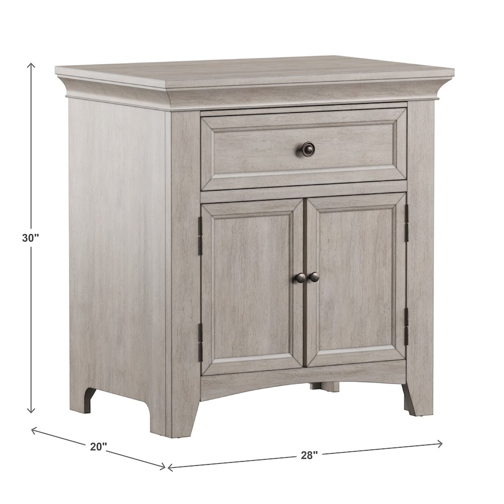 Antique White Finish 1-Drawer Cupboard Nightstand. Picture 4