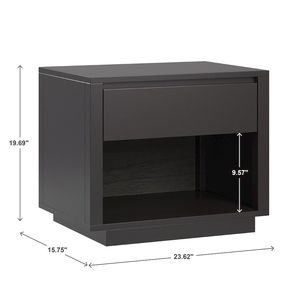 Black Finish 1-Drawer Nightstand. Picture 3