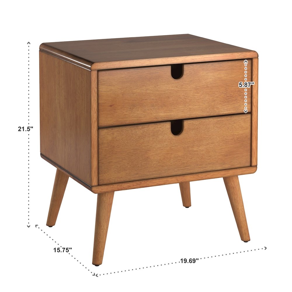 Oak Finish 2-Drawer Nightstand. Picture 4