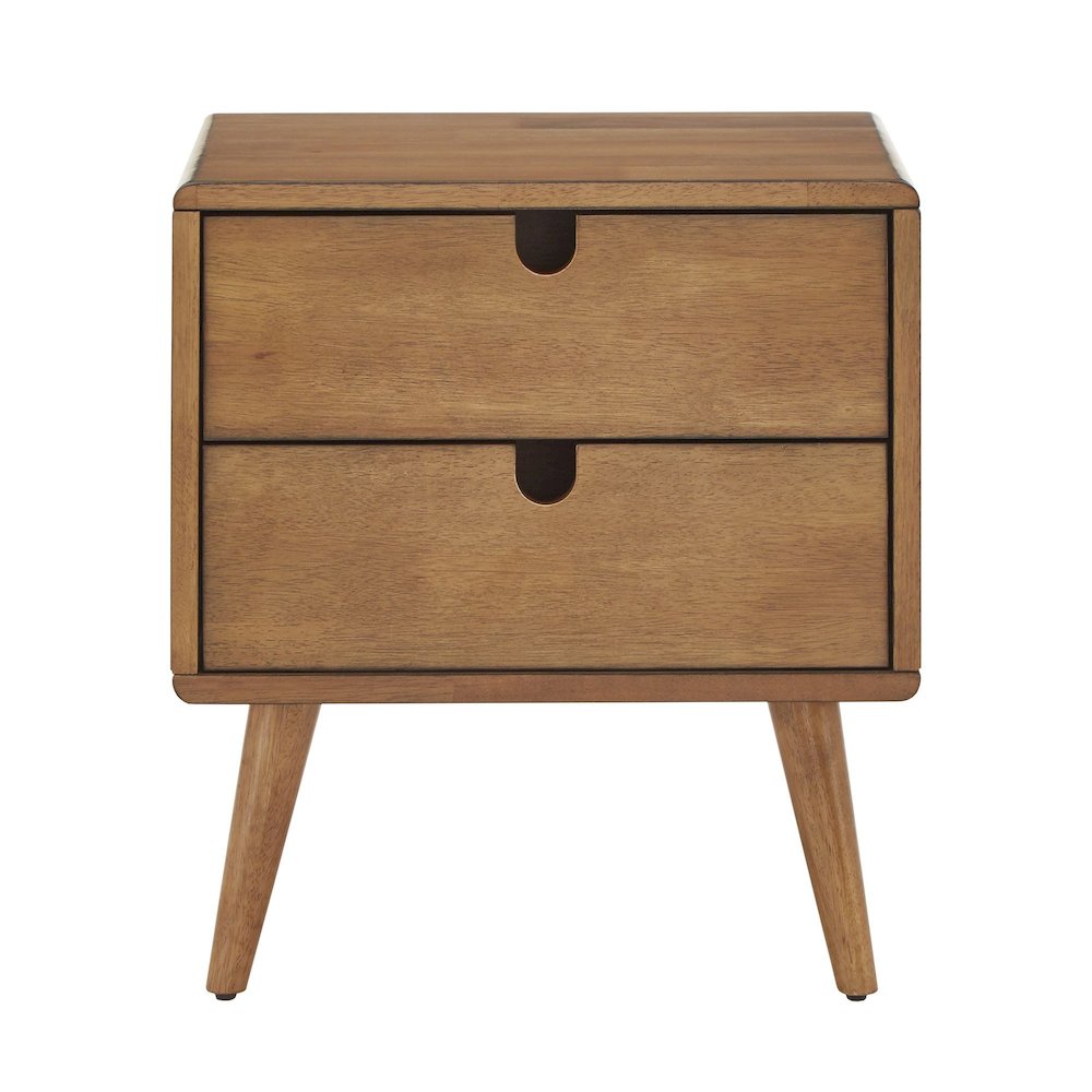Oak Finish 2-Drawer Nightstand. Picture 1