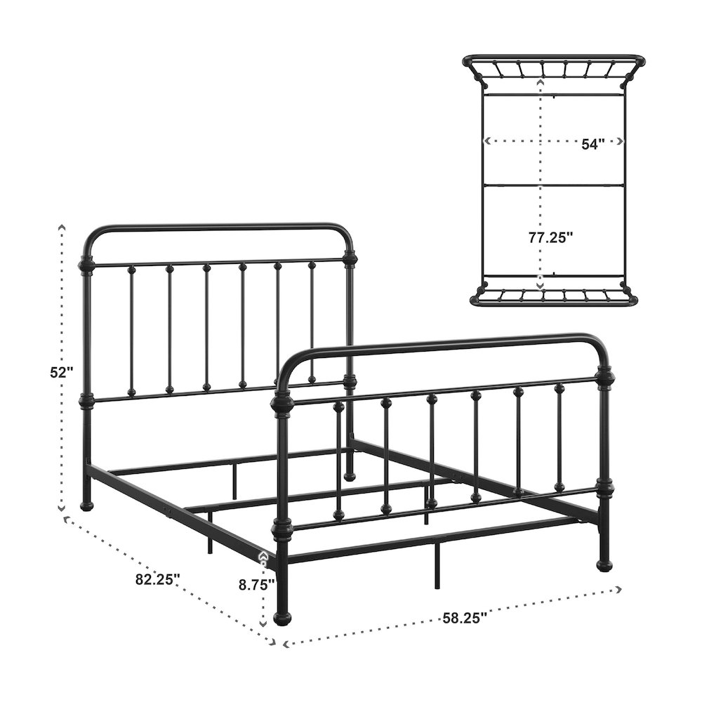 Black Metal Full Bed. Picture 7