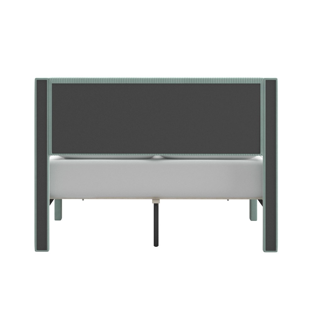 Crystal Green Pleated Velvet Storage Queen Bed. Picture 7