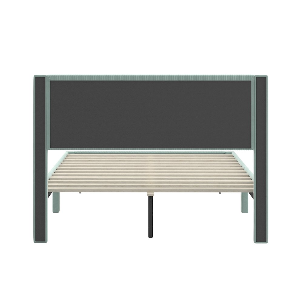 Crystal Green Pleated Velvet Storage Queen Bed. Picture 2
